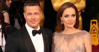 Brad Pitt and Angelina Jolie on the red carpet at the Oscars 2014