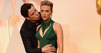 The original: John Travolta ambushes Scarlett Johansson on the Oscars 2015 red carpet