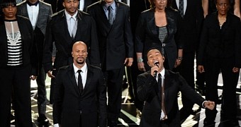 Common and John Legend perform “Glory” from the film “Selma” at the Oscars 2015