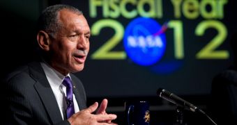 Charles Bolden, the NASA Administrator, is seen here at a briefing held at NASA Headquarters, on February 14
