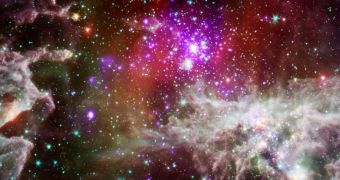 This image shows the Pacman Nebula star-forming region, in infrared wavelengths