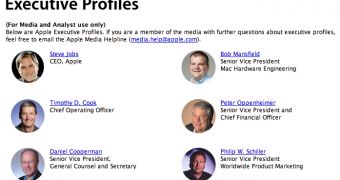 A screenshot of Apple's Executive Profiles page