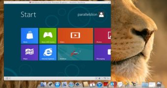 Parallels Desktop virtual machine running Windows 8