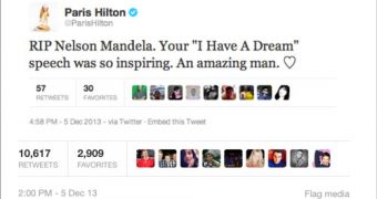 Paris Hilton slams whoever came up with this fake tweet after the death of Nelson Mandela