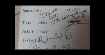 “I give God 10%, why do you get 18?” a pastor wrote on a diner receipt