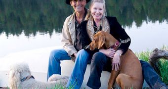Patrick Swayze, pictured with his wife at his ranch last week – family photo