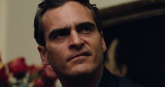Joaquin Phoenix in an official still from “The Master,” written and directed by Paul Thomas Anderson