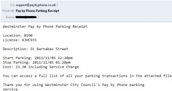 “Pay by Phone Parking Receipt” Emails Spread Malware