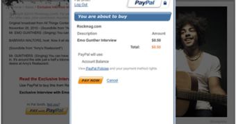 The payment interface of PayPal for digital goods