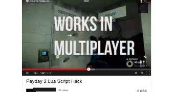 Payday hack script advertised on YouTube