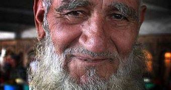A smiling old man from Tajikistan