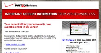 Fake Verizon Wireless email