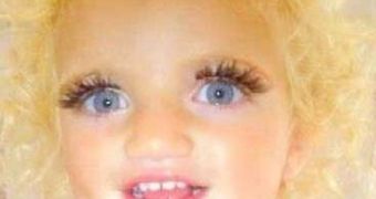 Katie Price posts picture of Princess Tiaamii (2) with makeup and fake lashes on Facebook