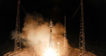 Soyuz rocket launches from the Kourou Spaceport on December 19, 2013, carrying ESA's Gaia billion star surveyor