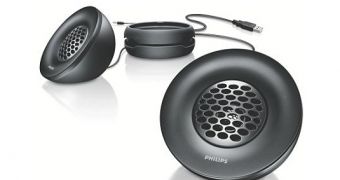 The Philips Portable USB Speakers look cool and can easily be carried around in your bag.