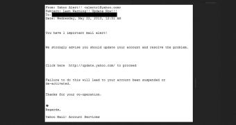 Yahoo phishing email
