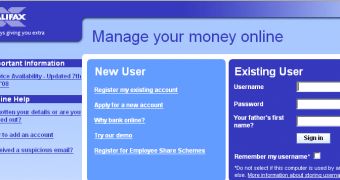 Example of Halifax phishing website