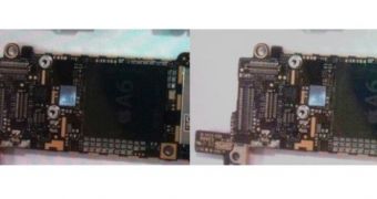 Before-after shots of purported iPhone 5 logic board (edited)
