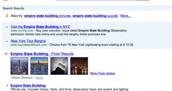 Flickr displayed on the Yahoo SERP