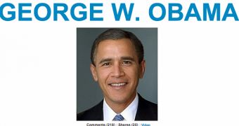 Composite pic “George W. Obama” shows Obama applies some of Bush’s most controversial policies