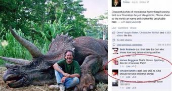 The Internet is outraged Steven Spielberg would pose with the carcass of a dinosaur he slaughtered in such a shameless manner