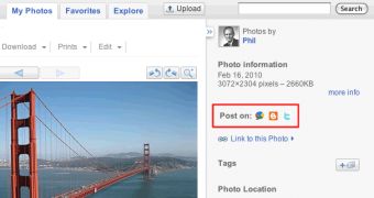 The new Picasa share options