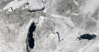 NASA satellite snaps picture of the Great Lakes' ice cover
