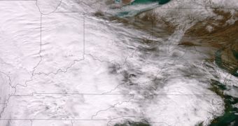 Stunning picture shows the latest snowstorm to hit the US as seen from space