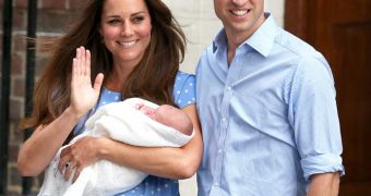 The Duke and Duchess of Cambridge and their newborn son outside St Mary’s hospital in London