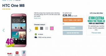 Pink HTC One M8 at Carphone Warehouse