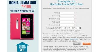 Pink Nokia Lumia 800