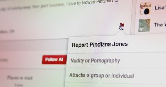 Pinterest's report user button