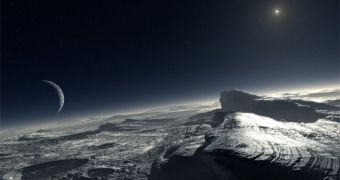 Artist's rendition of the surface of Pluto