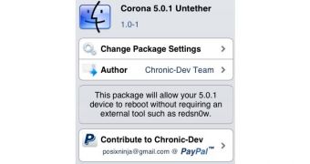 Cydia screenshot featuring Corona