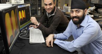 Sumit Chaudhary, left, and Kanwar Singh Nalwa of Iowa State University and the U.S. Department of Energy's Ames Laboratory have been working to improve the efficiency of polymer solar cells.