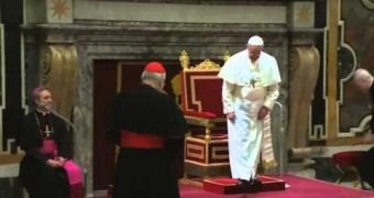 Pope Francis Stumbles During Vatican Audience with Cardinals