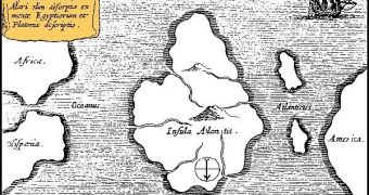 Possible location of Atlantis, extracted from an old map. The south is at the top of the image.