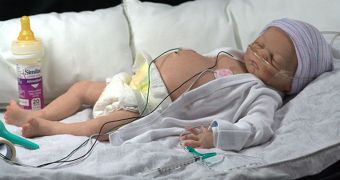 The premature born baby doll comes with an intensive care kit