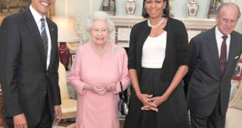 President Barack Obama, Queen Elizabeth II, Michelle Obama and Prince Philip (from left to right)