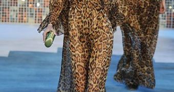 Roberto Cavalli leopard print gown, straight from his spring collection