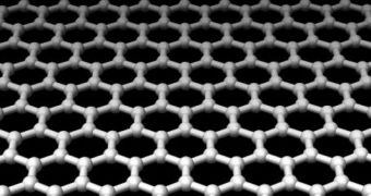 Rendition of graphene sheets, showing off their honeycomb-like structure