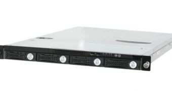 A total of four drive bays allow for greater density than other 1U servers, according to the makers