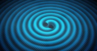 Artist's impression of how black hole mergers create gravitational waves