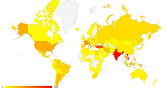 PushDo botnet distribution across the globe