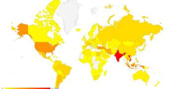Global distribution of Pushdo botnet