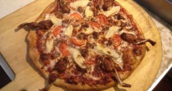 The Everglades pizza includes frog legs, alligator and python meat