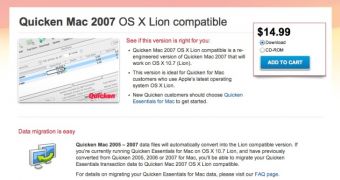 "Quicken Mac 2007 OS X Lion compatible"