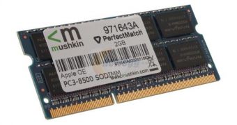 RAM upgrade kit for Apple notebooks listed as "mushkin 2GB 204-Pin DDR3 SO-DIMM Memory For Apple"