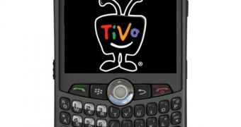 A BlackBerry Curve with TiVo's logo