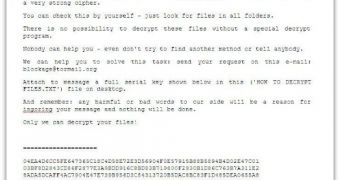 Message displayed to ransomware victims